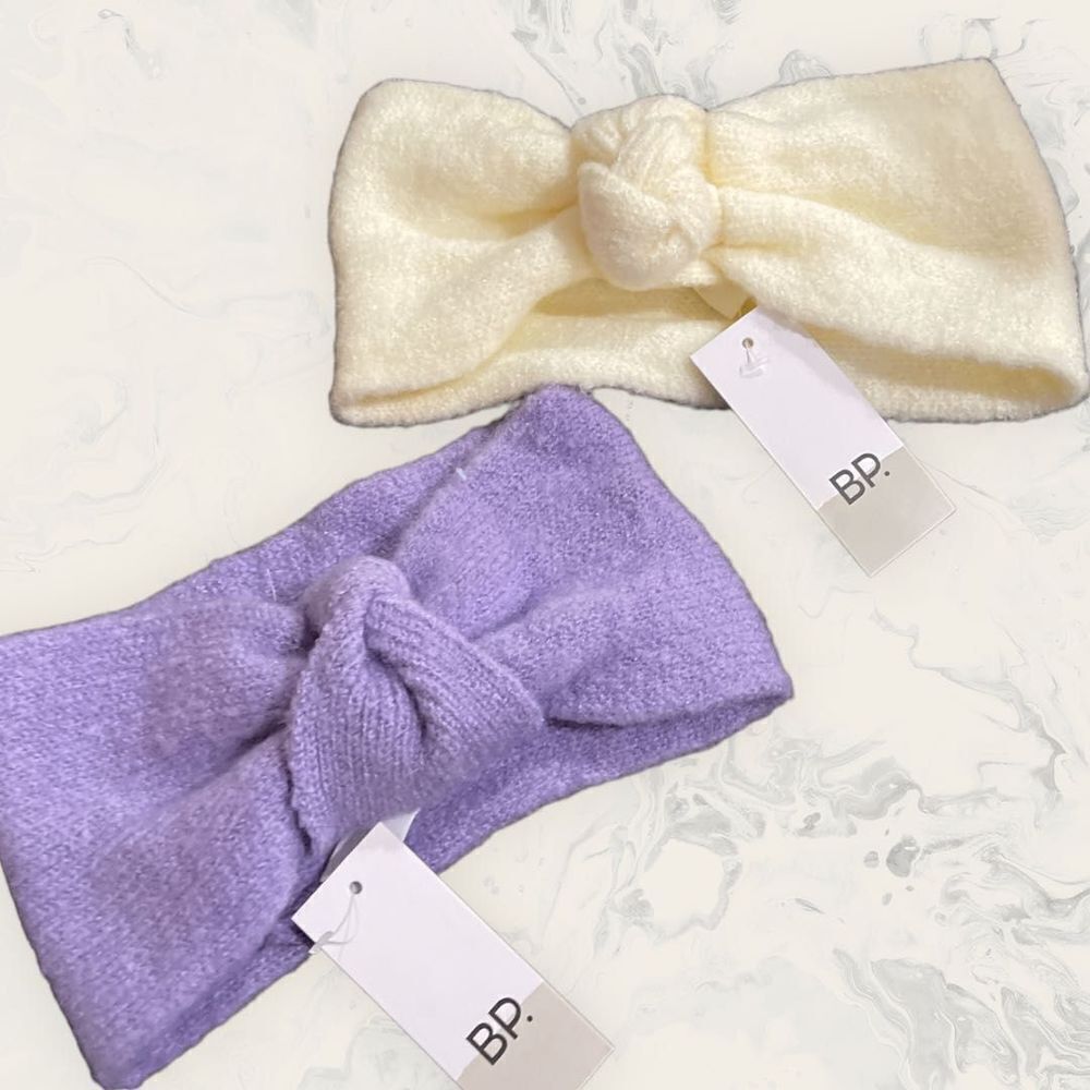 NWT BP.Set of Two Women’s Head Wrap - Purple and cream- one size